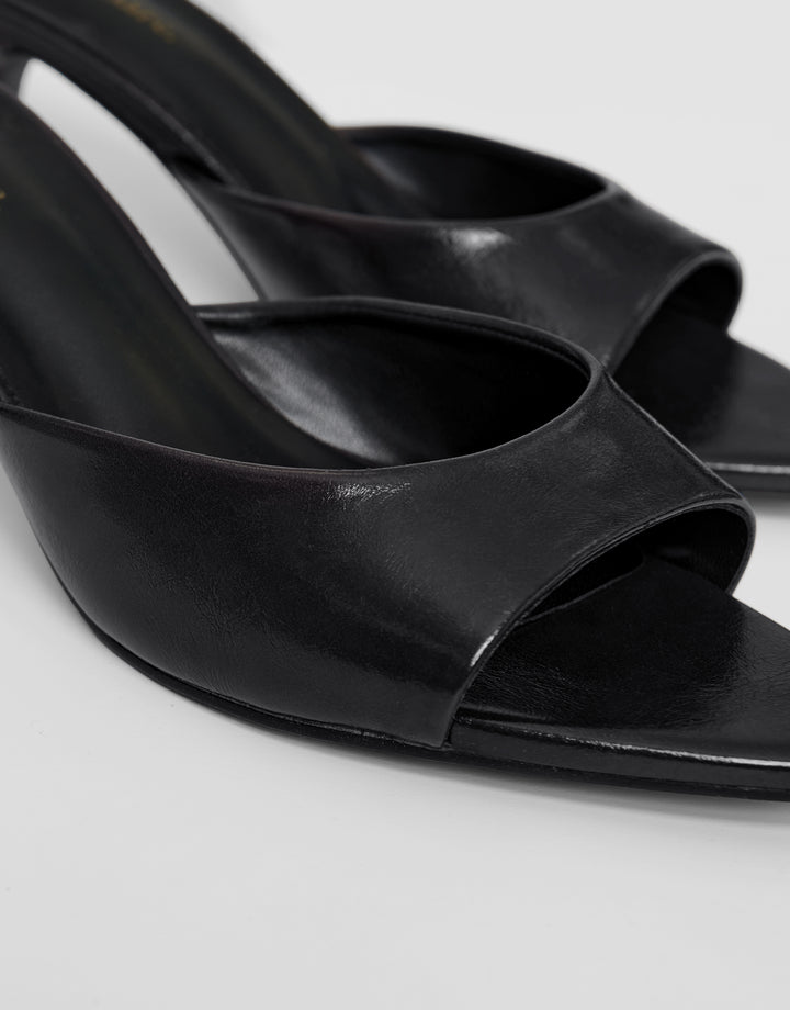 Threadbare Open Toe Kitten Heels in Black - close up