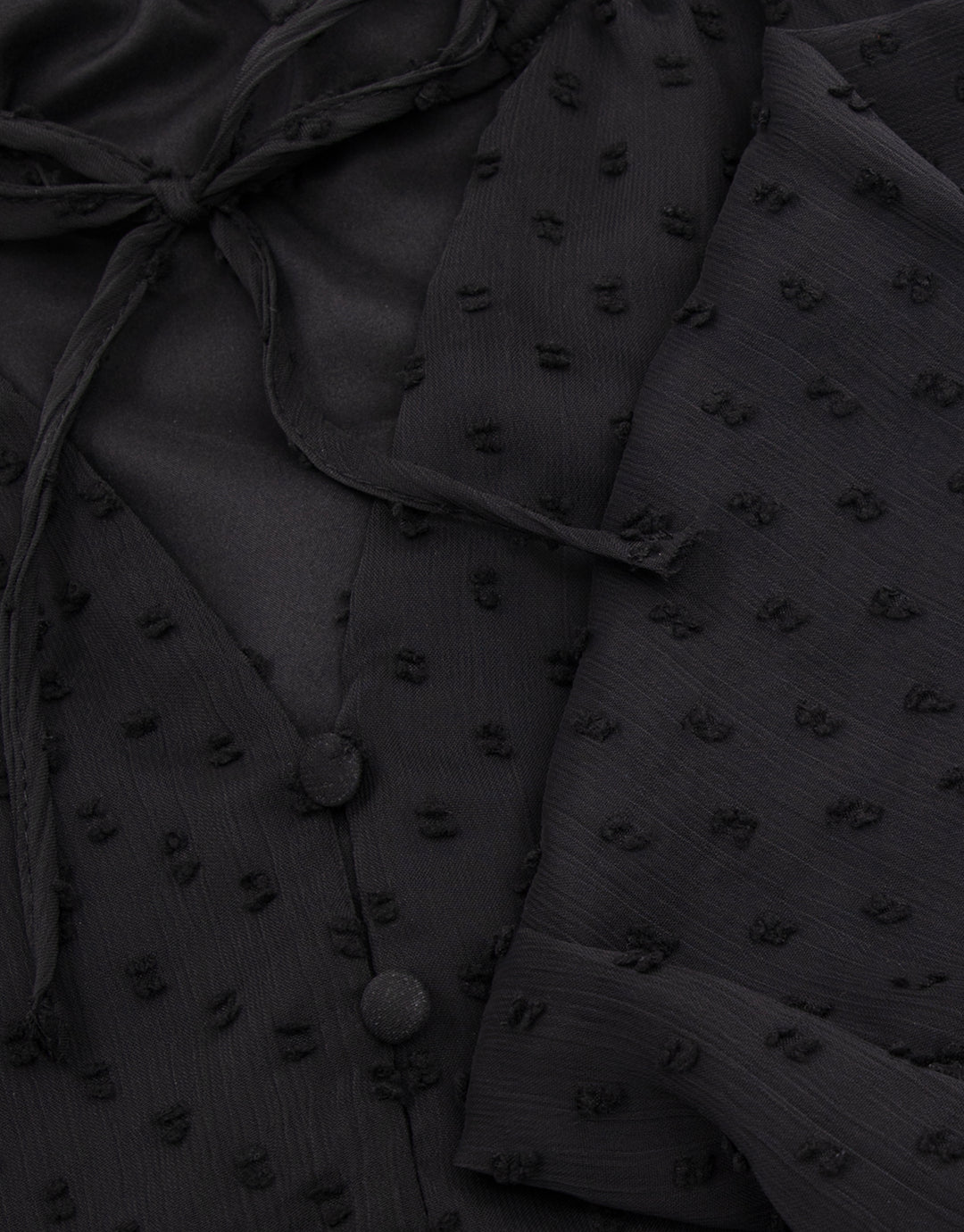 Threadbare Women’s Black Tie Collar Shirred Dobby Blouse