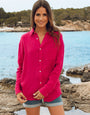 Pink Long Sleeve Crinkle Cotton Shirt