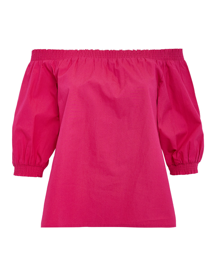 Pink Off the Shoulder Bardot Puff Sleeve Top