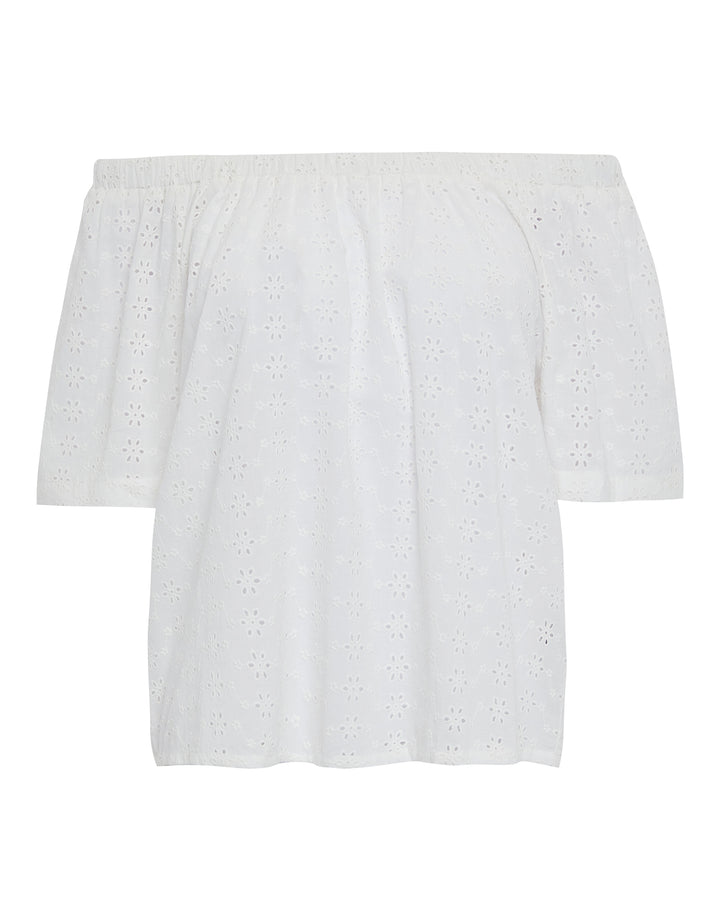 White Broderie Anglaise Off The Shoulder Bardot Top