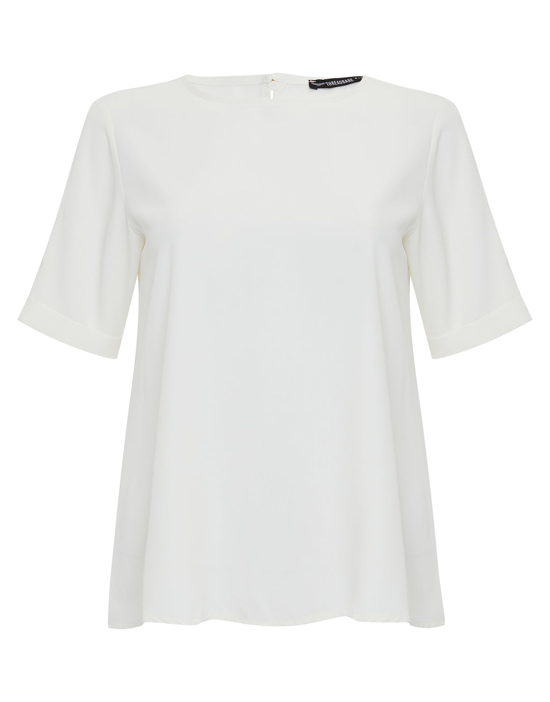 Ivory Short Roll Sleeve T-Shirt Blouse