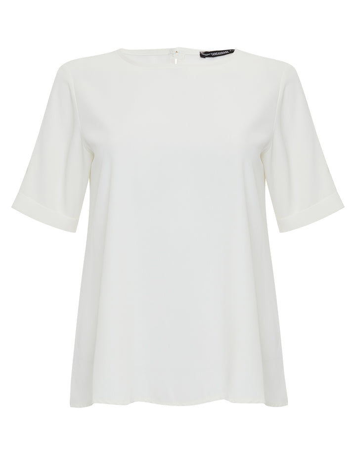 Ivory Short Roll Sleeve T-Shirt Blouse