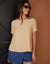 Short Roll Sleeve T-Shirt Blouse in Stone