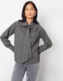 Black Check Pussybow Detail Long Sleeve Shirt