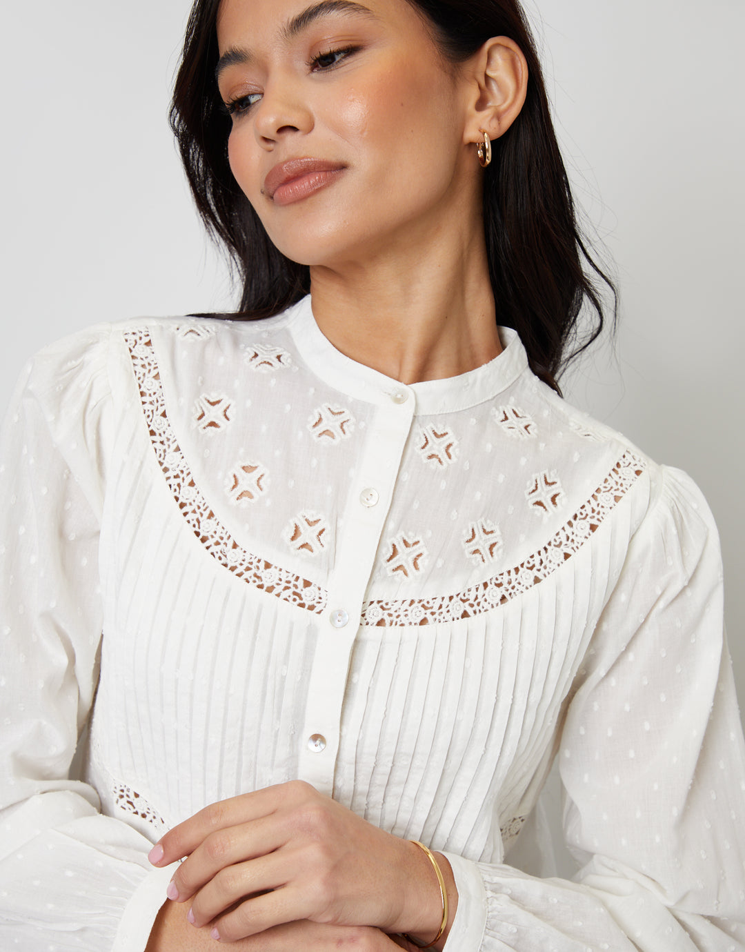 Cream Lace Detail Boho Blouse