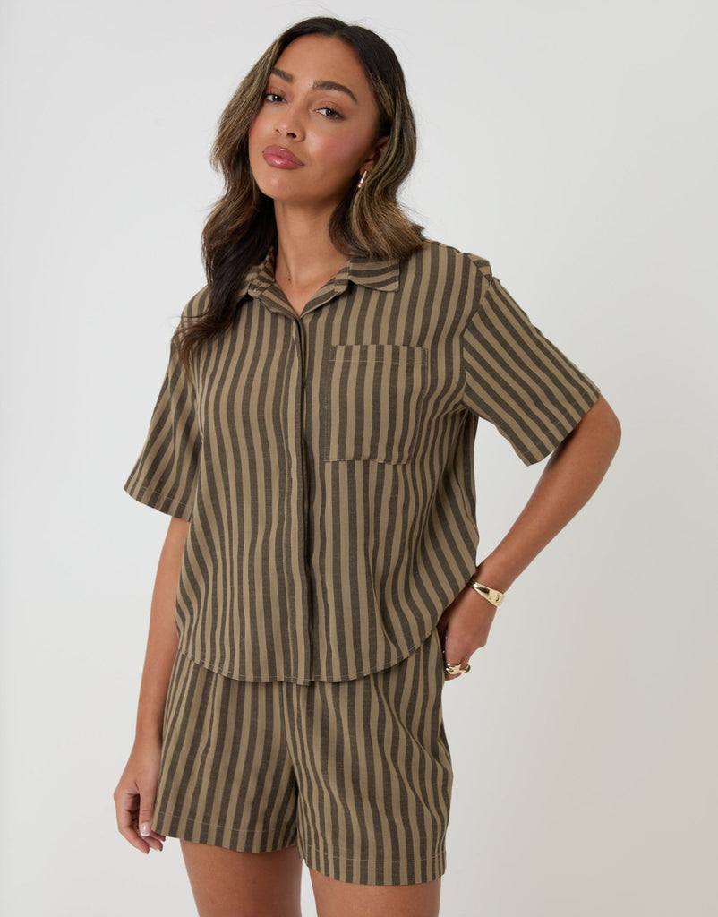 Boxy Fit Shirt & Shorts Set Stripe
