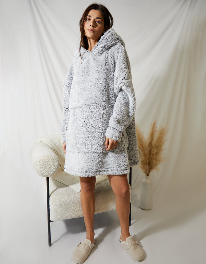 Light Grey Fluffy Oversized Hoodie