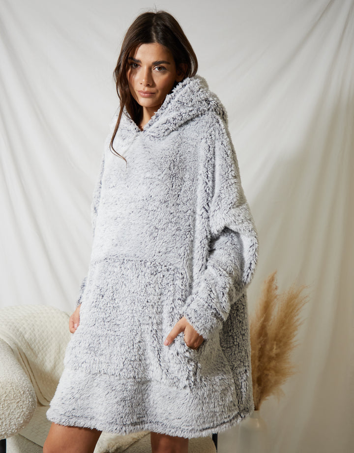 Light Grey Fluffy Oversized Hoodie