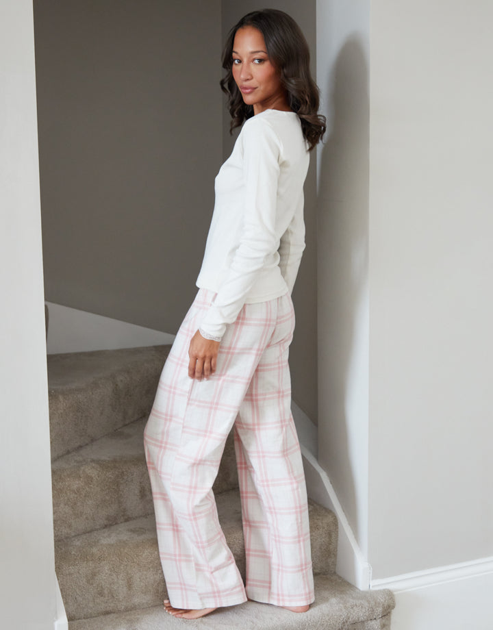 Pink Long Sleeve Check Pyjamas (2-Piece Set)
