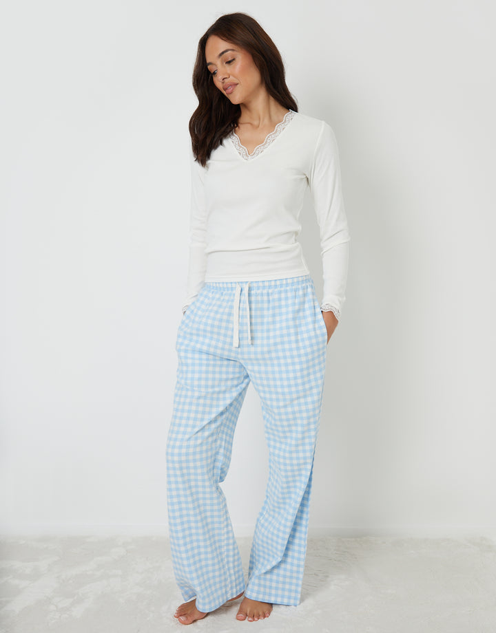 Blue Long Sleeve Check Pyjamas (2-Piece Set)