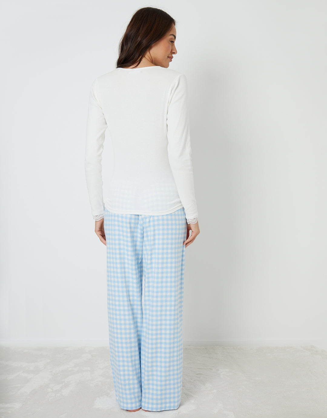 Blue Long Sleeve Check Pyjamas (2-Piece Set)