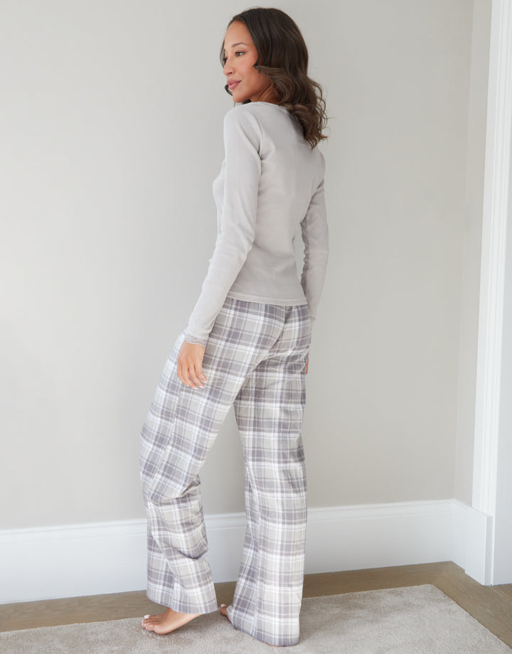 Grey Long Sleeve Check Pyjamas (2-Piece Set)