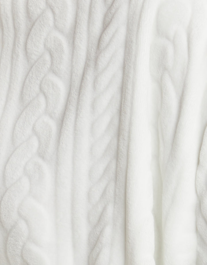 Cream Cable Texture Soft Oversized Hoodie