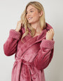 Pink Soft Faux Fur Trim Dressing Gown