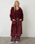 Berry Red Soft Faux Fur Trim Dressing Gown
