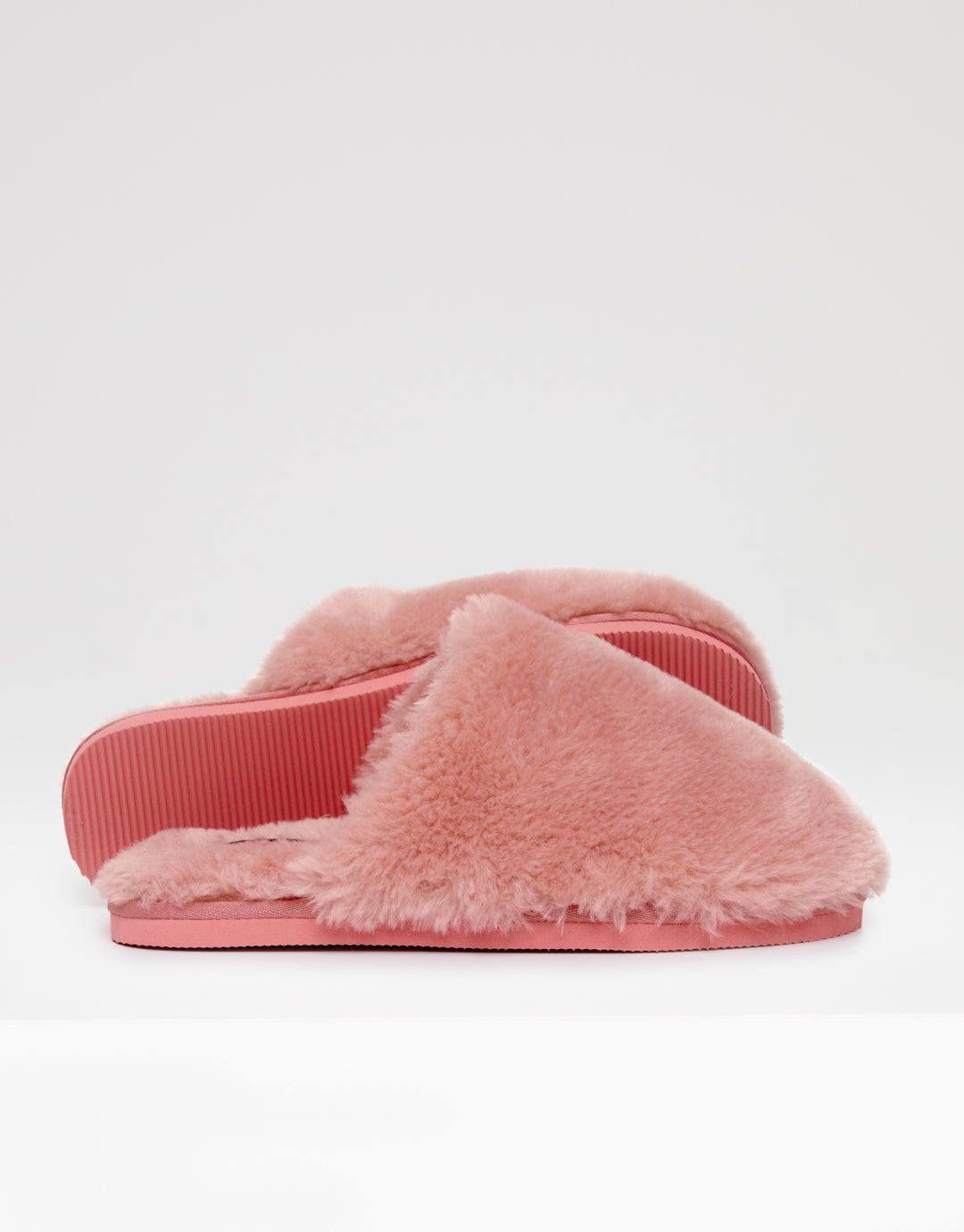 Pink Faux Fur Mule Slippers
