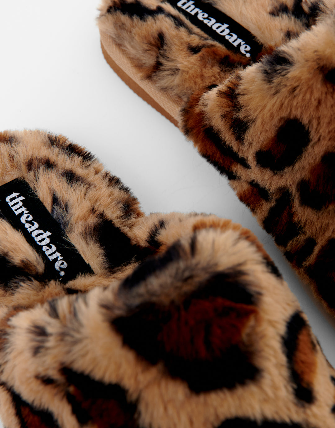Threadbare Women's Leopard Faux Fur Mule Slippers