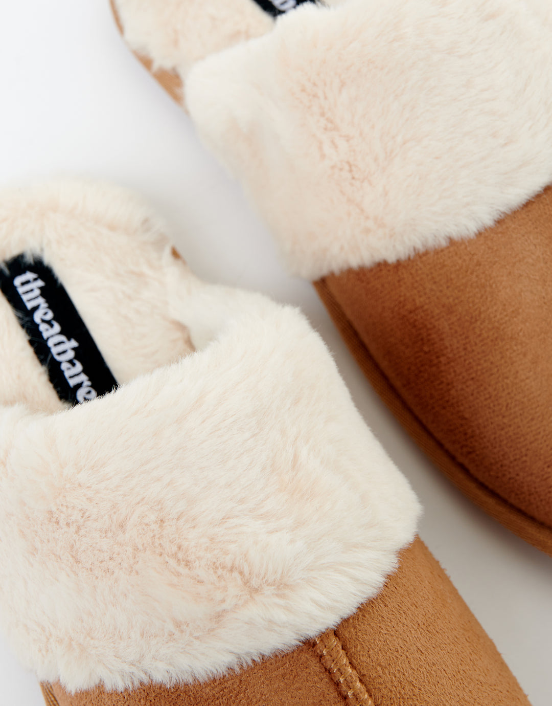 Brown Faux Suede Faux Fur Lined Mule Slippers