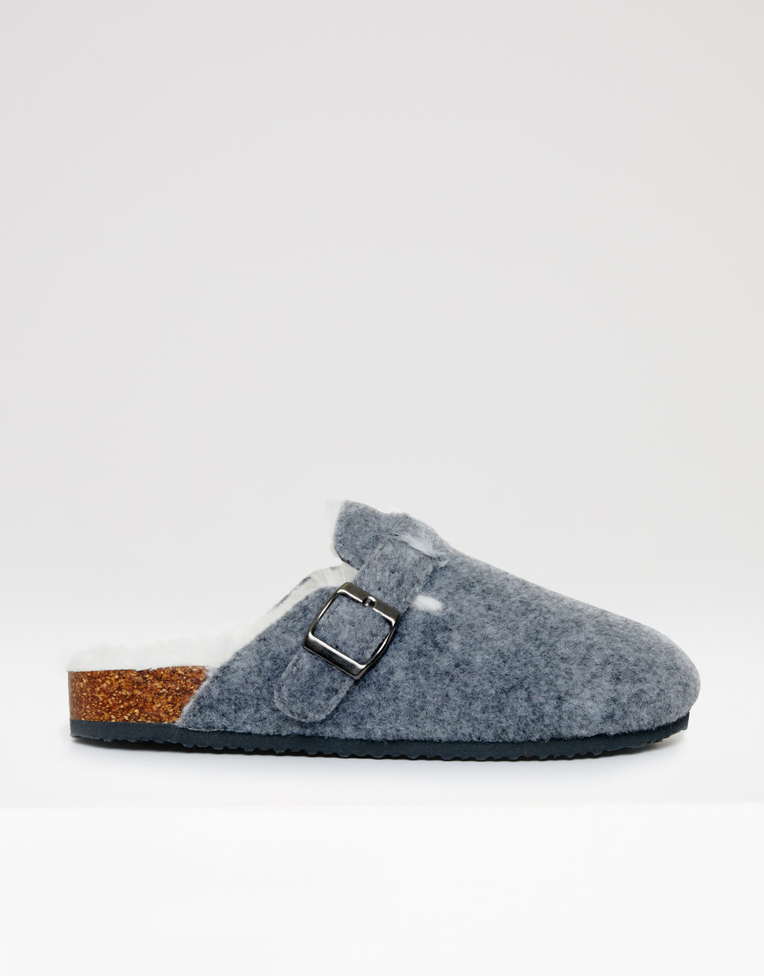 Threadbare Women's Charcoal Grey Felt Faux Fur Lined Clog Mule