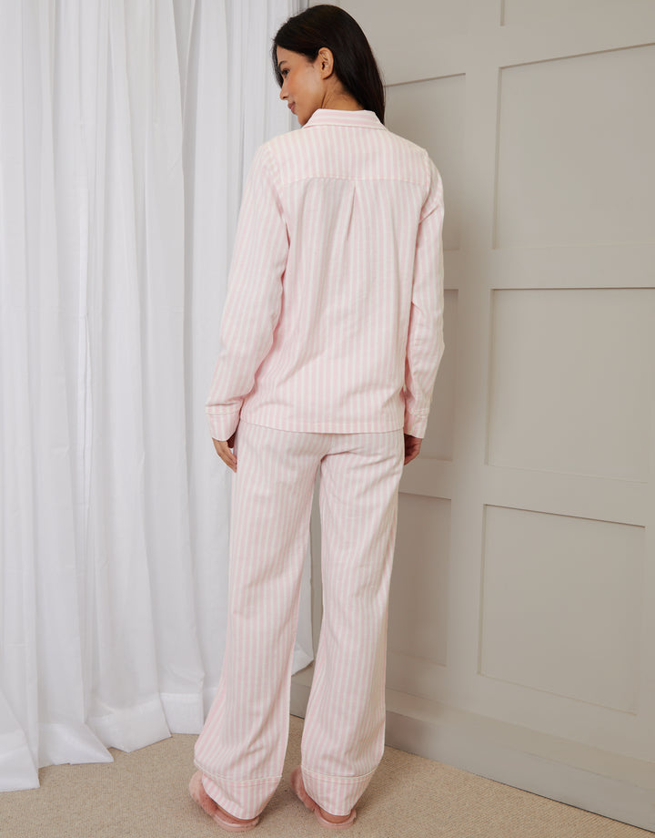Pink Striped Long Button-Through Pyjamas (2-Piece Set)