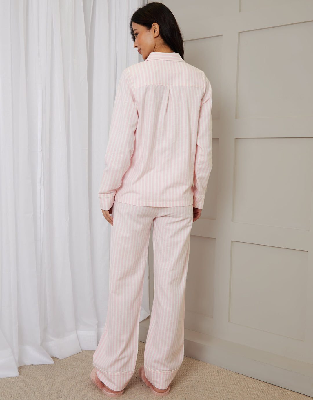 Pink Striped Long Button-Through Pyjamas (2-Piece Set)