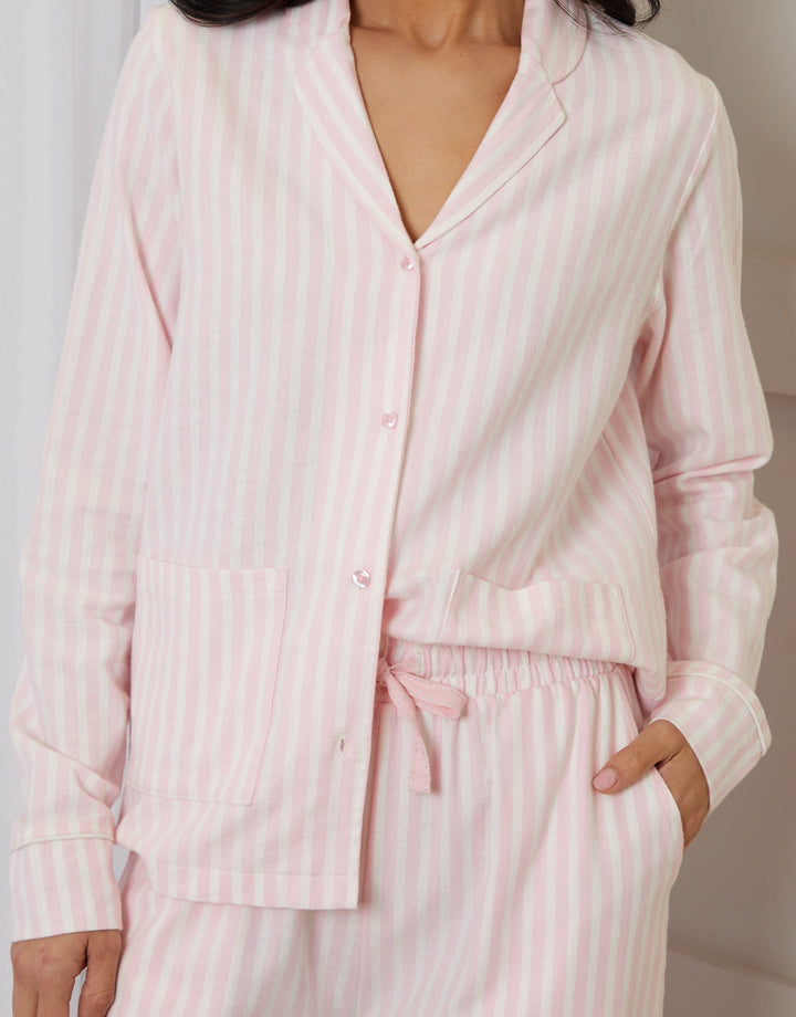 Pink Striped Long Button-Through Pyjamas (2-Piece Set)