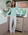 Long Pyjama Set in Mint Green Stripe