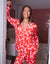 Red Bow Print Long Button-Through Christmas Pyjamas (2-Piece Set)