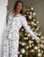 White Food Print Long Button-Through Christmas Pyjamas (2-Piece Set)