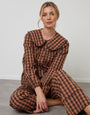 Brown Check Peter Pan Collar Long Pyjamas (2-Piece Set)