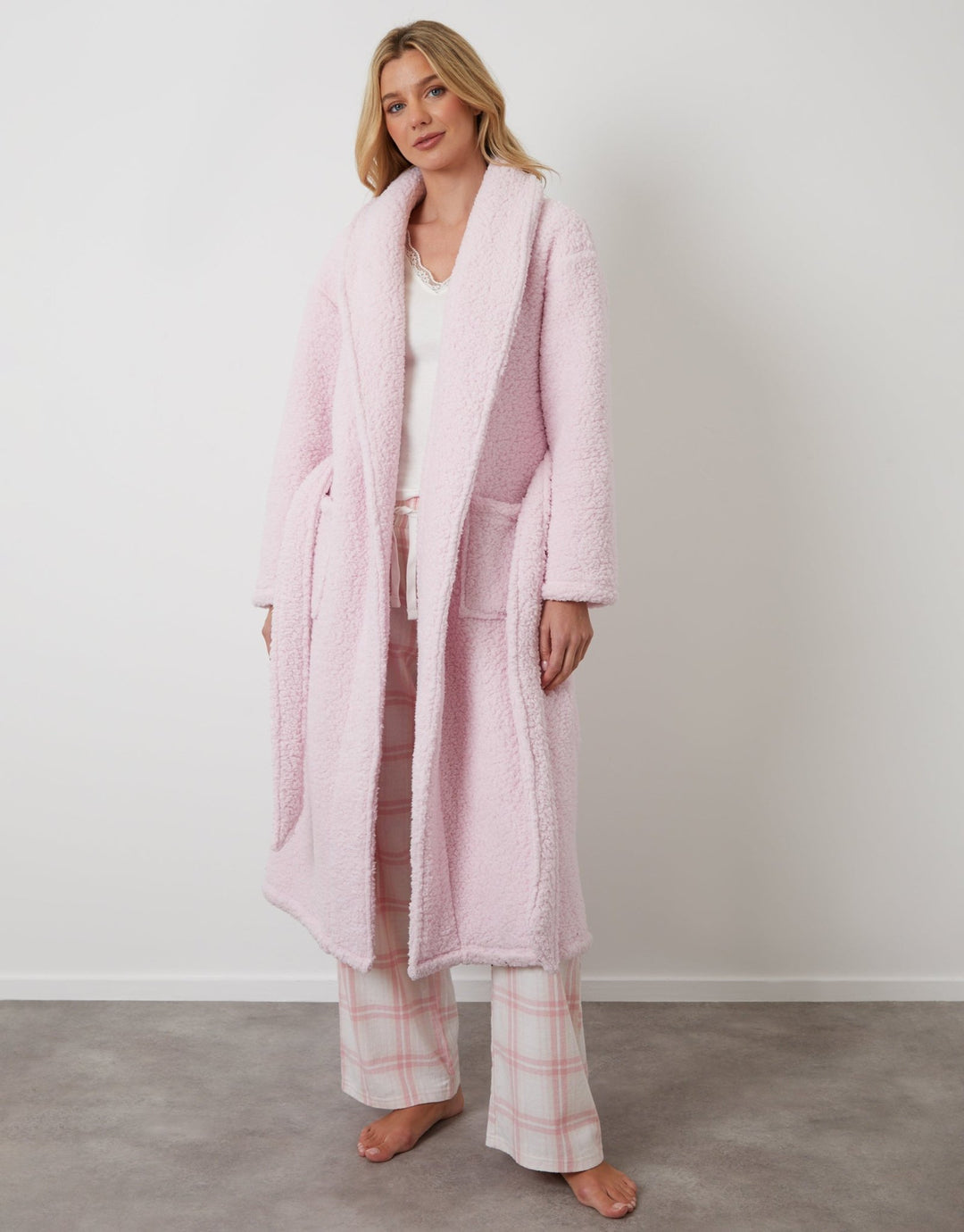 Threadbare Women's Pink Borg Dressing Gown