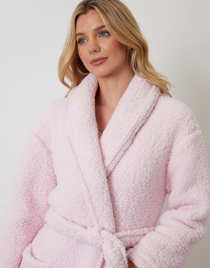 Pink Borg Dressing Gown
