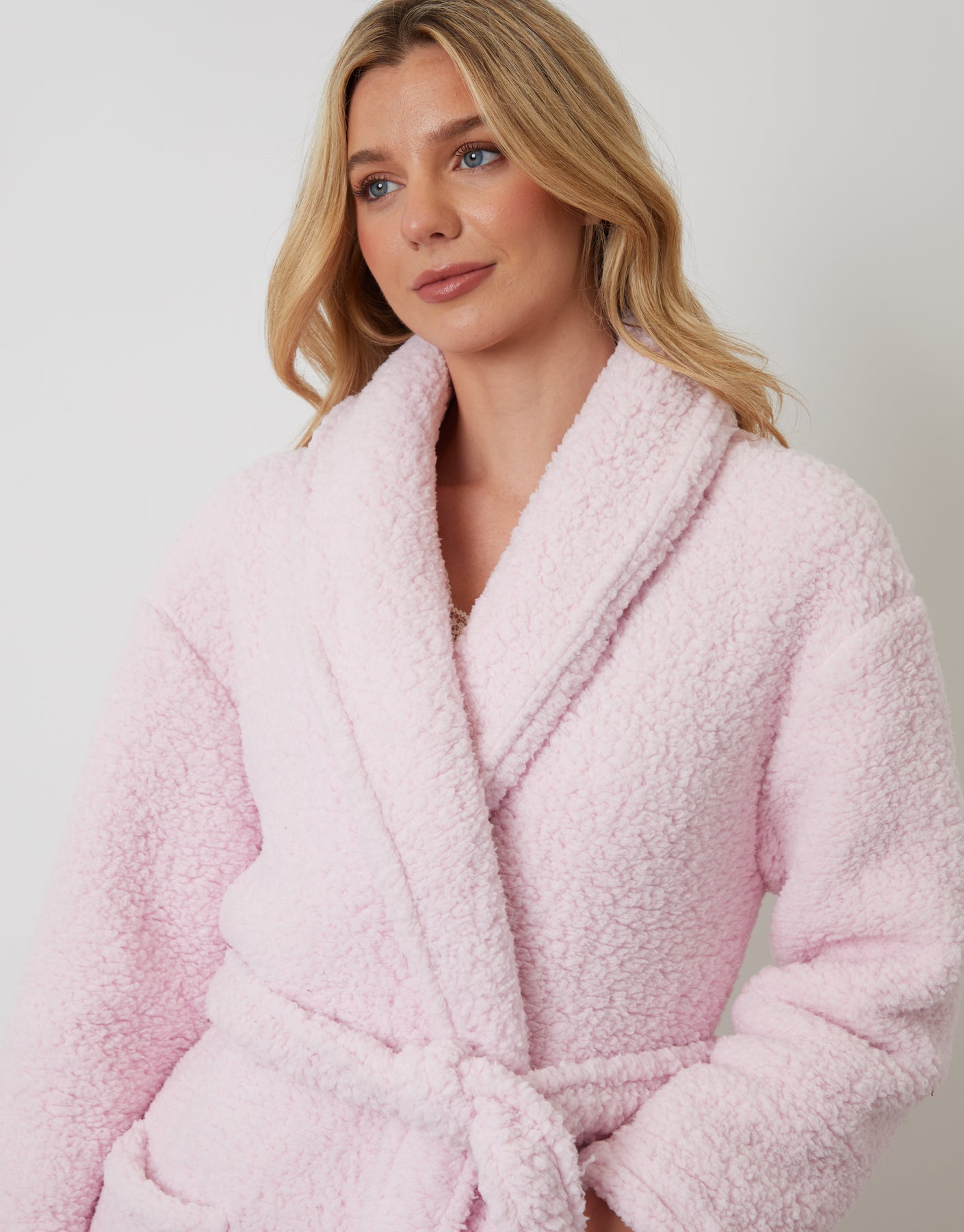 Threadbare Women's Pink Borg Dressing Gown