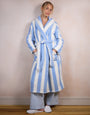 Blue Stripe Borg Dressing Gown