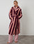 Berry Red Stripe Borg Dressing Gown