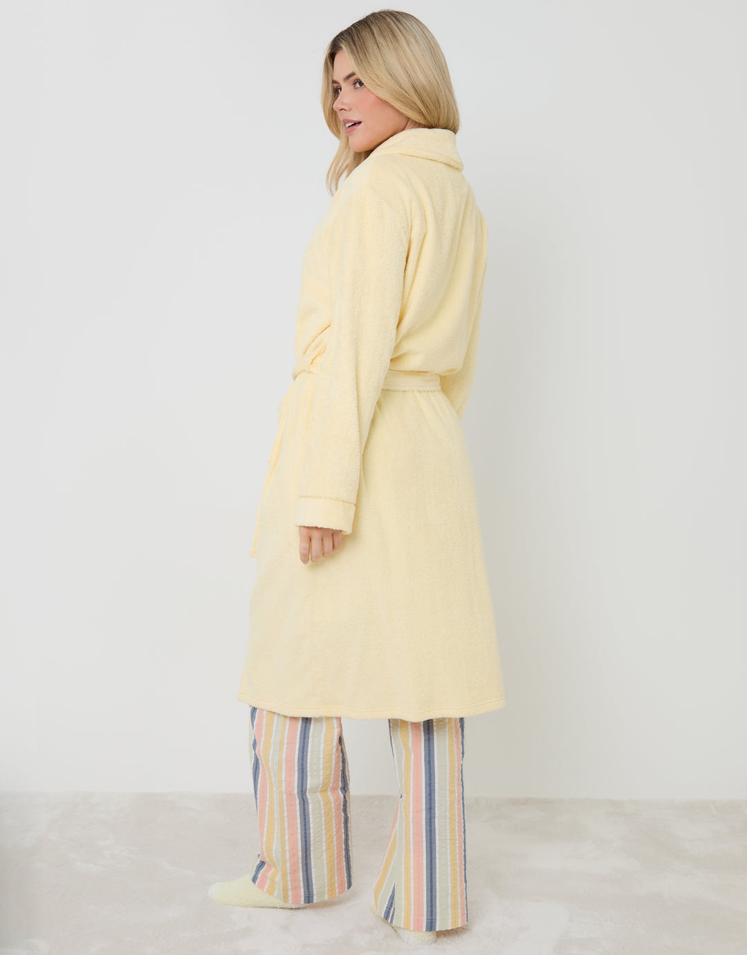 Yellow Towelling Midi Dressing Gown