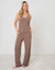 Mink Brown Pointelle V-Neck Cami Pyjama Set