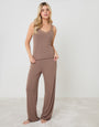 Mink Brown Pointelle V-Neck Cami Pyjama Set