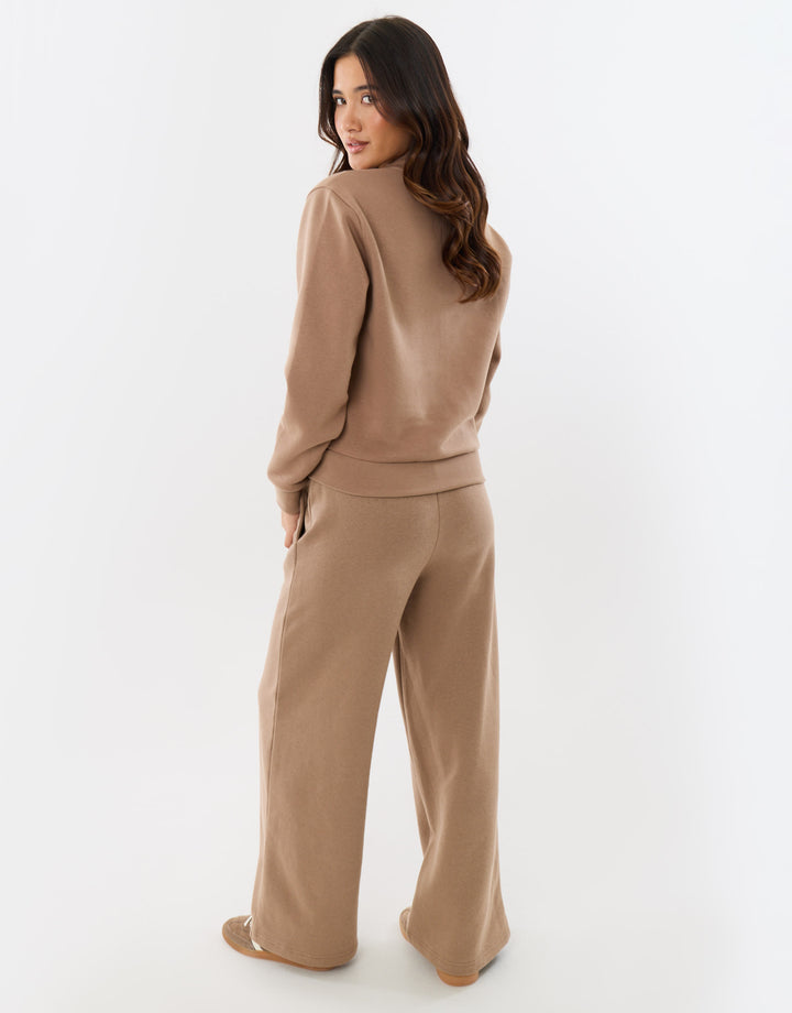 Petite Cardigan & Jogger Sweat Set in Mink Brown