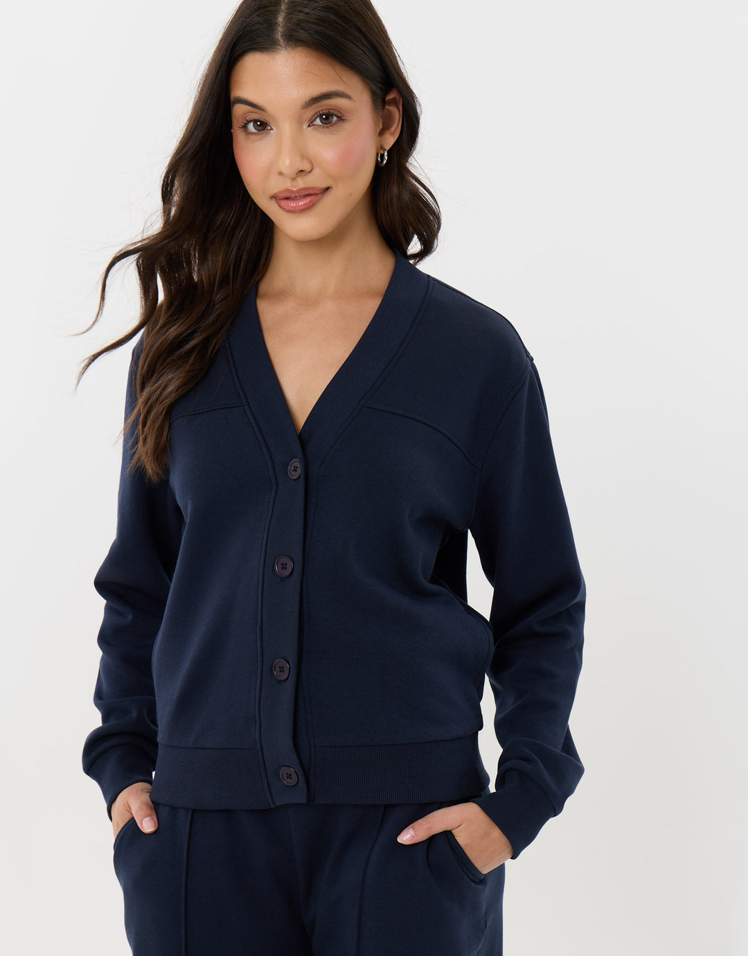 Petite Cardigan & Jogger Sweat Set in Navy