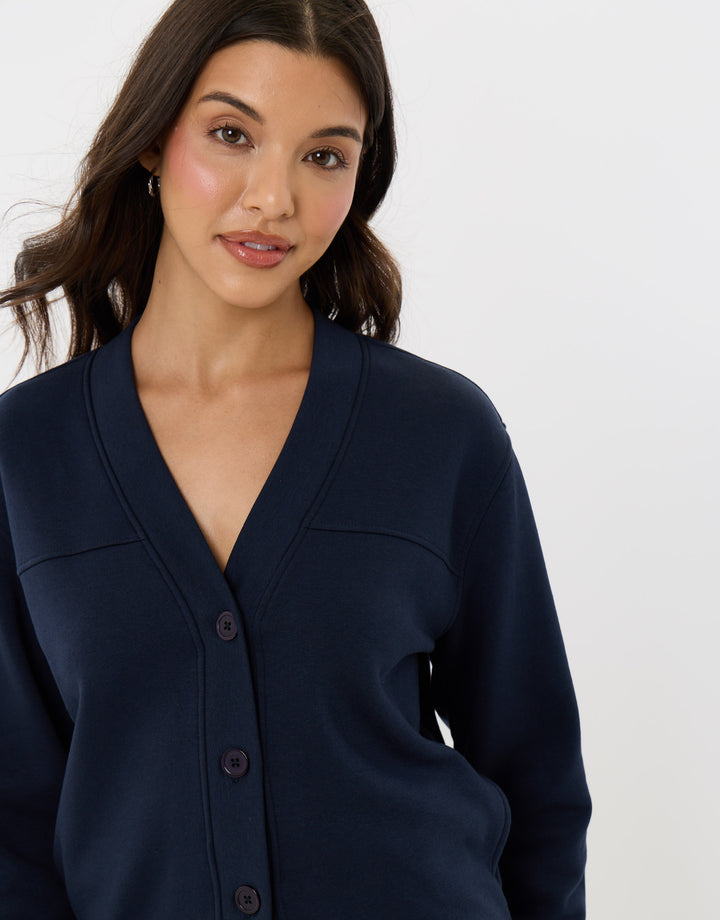 Petite Cardigan & Jogger Sweat Set in Navy