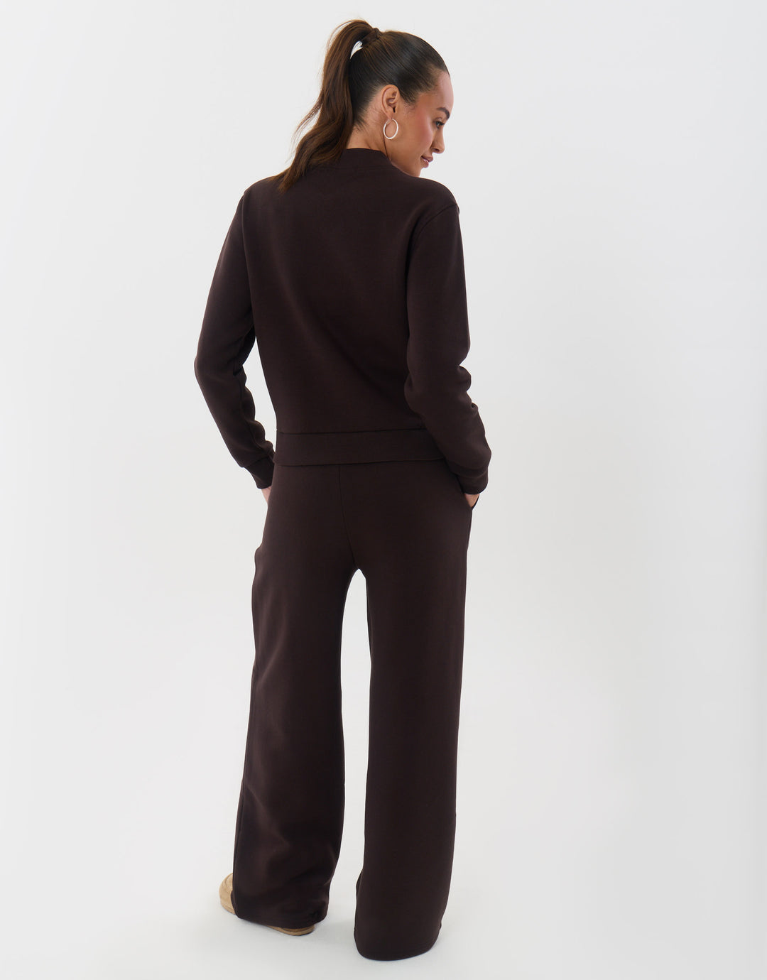 Threadbare Cardigan & Jogger Sweat Set in Chocolate Brown - back view