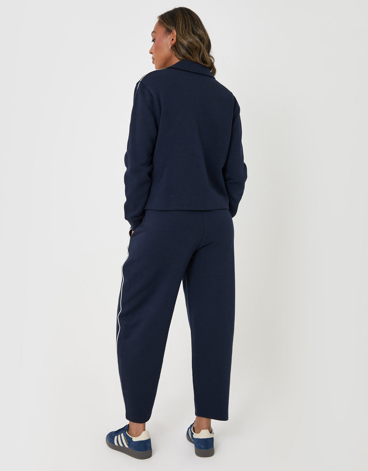 Threadbare Polo Collar Barrel Leg Lounge Set in Navy - back view