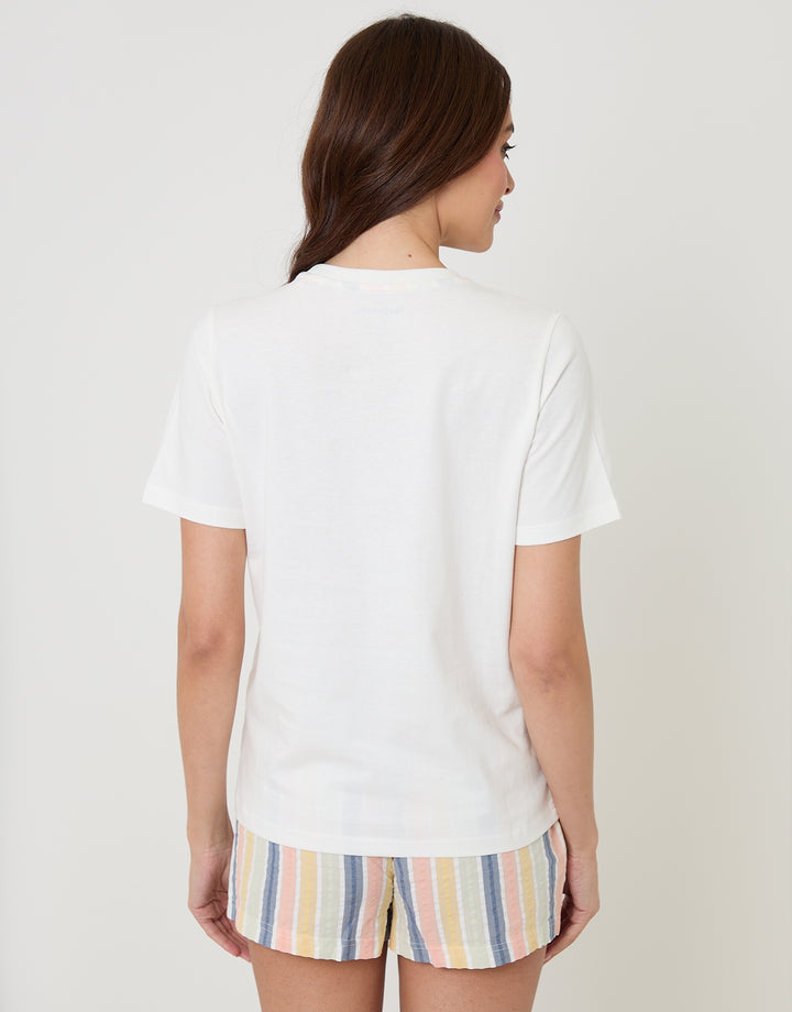 Cream Lemonade Graphic Print Short Cotton Pyjama Set