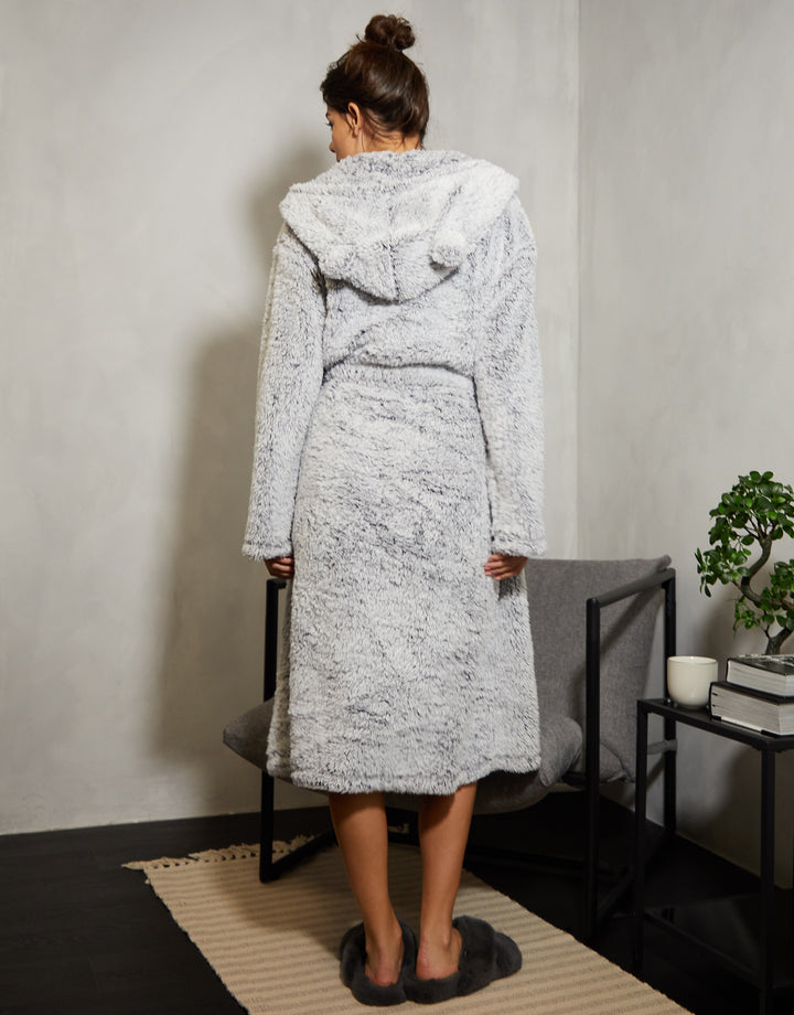 Grey Fluffy Dressing Gown