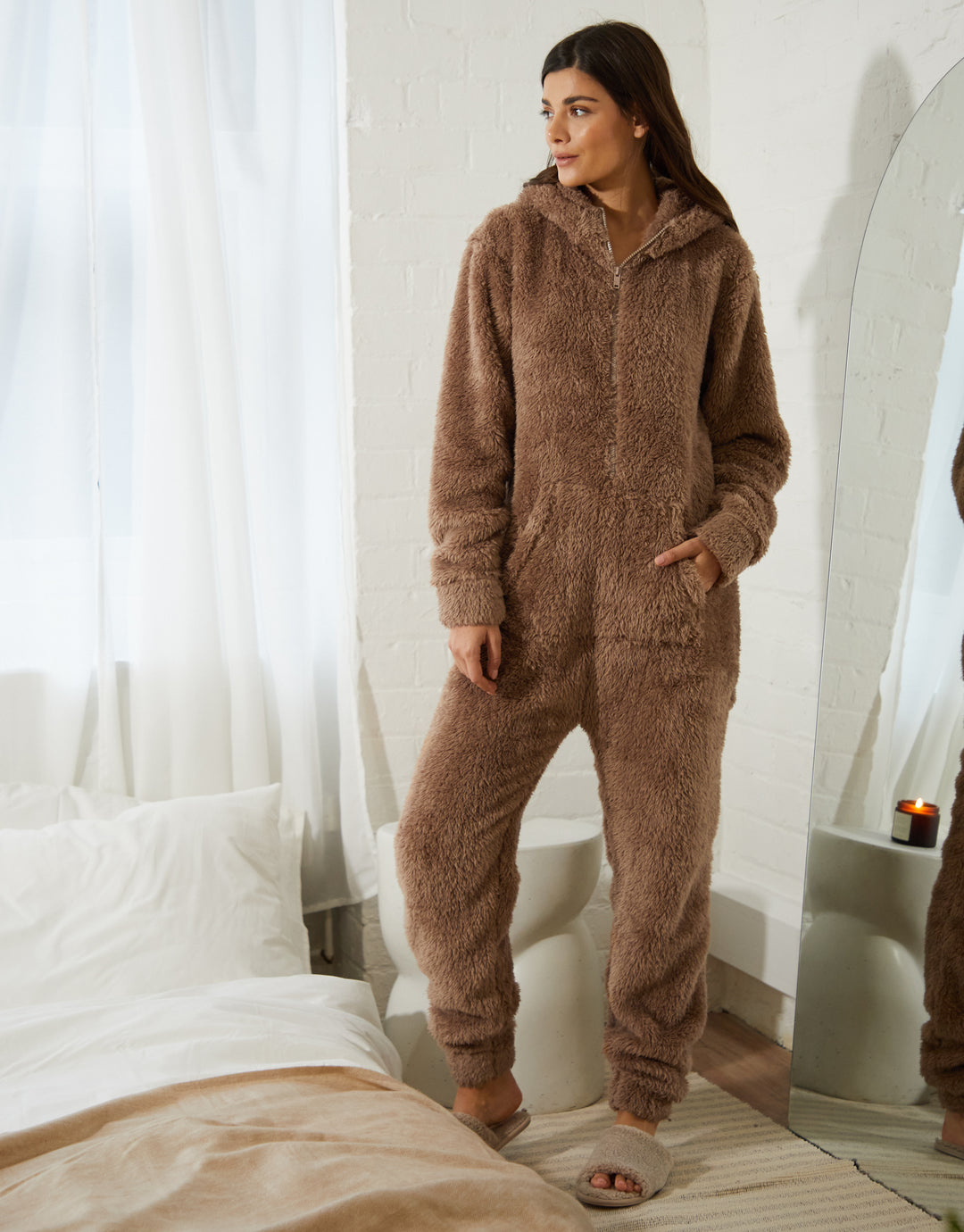 Brown Fluffy Teddy Bear All-In-One