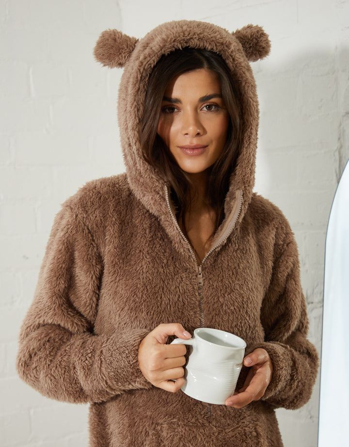 Brown Fluffy Teddy Bear All-In-One