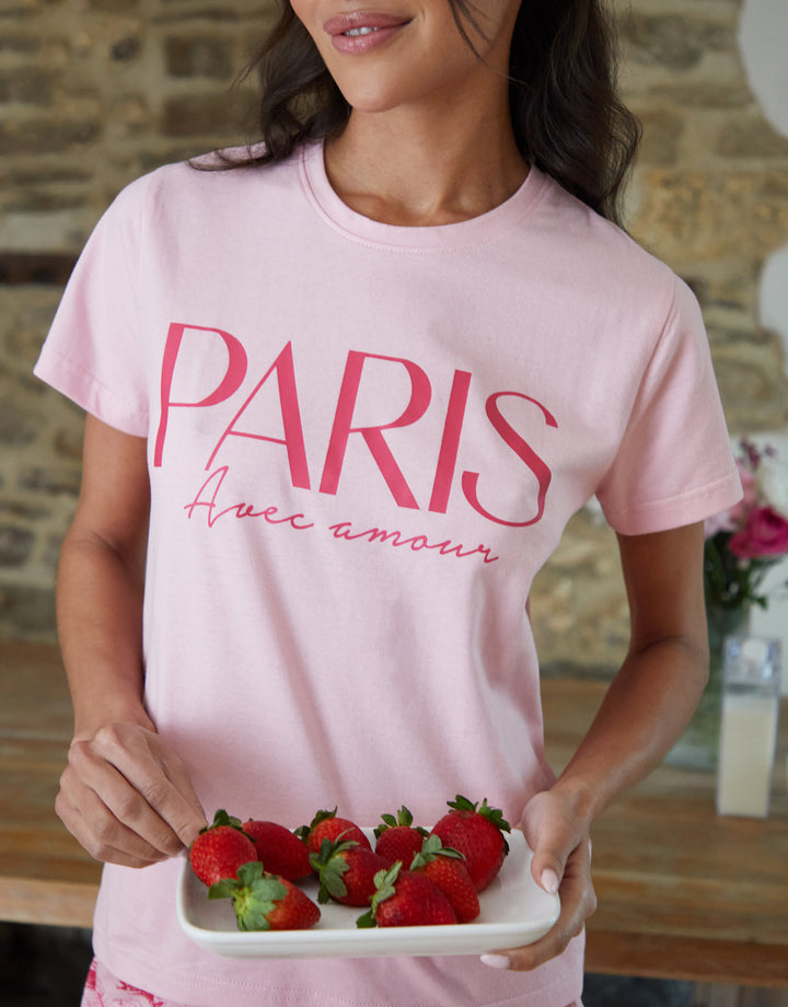 Pink Paris Graphic Print Pyjamas (2-Piece Set)