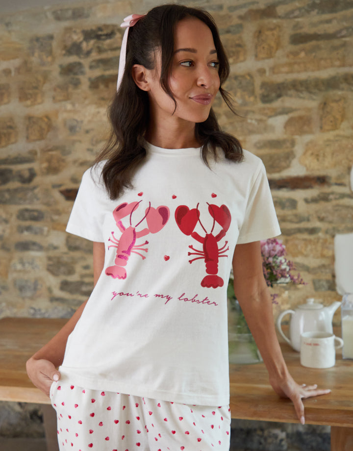 White Heart Graphic Print Pyjamas (2-Piece Set)